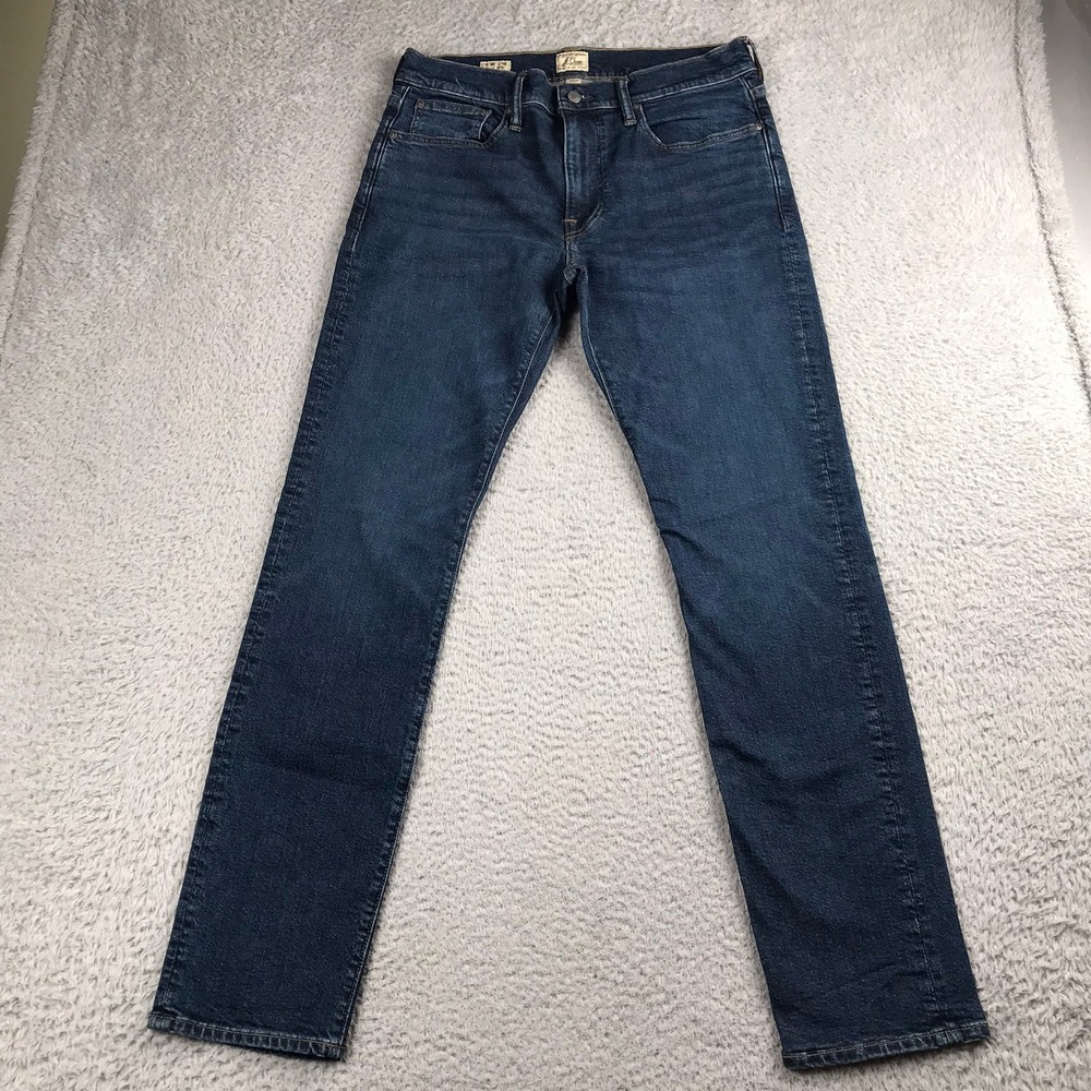 J Crew 770 Straight Fit Jeans Mens 30 (32x32) Blue Stretch Denim Dark Wash